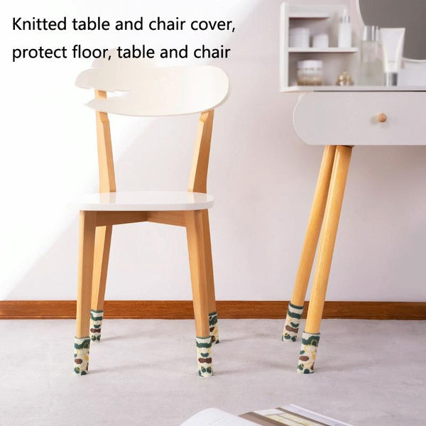 4pcs / Set Knitted Wool Silicone Silent Non-Slip Chair Foot Cover(Yellow Smiley)