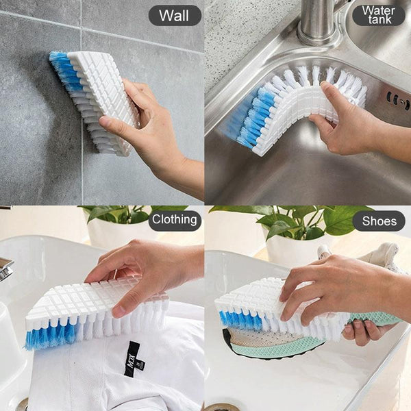Bendable Bathroom Tile Crevice Brush Household Soft Bristles Faucet Curved Brush(White)