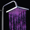 Square Temperature Sensor 3-Color (Blue / Pink / Red) LED Showerhead(Silver)