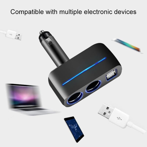 SHUNWEI SD-1918 80W 3.1A Car 2 in 1 Dual USB Charger (White)