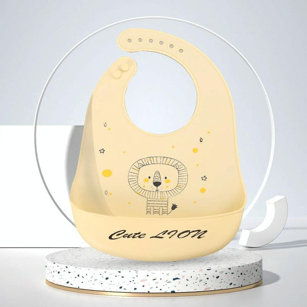 Baby Oil Spray Waterproof Silicone Bib Ultra-thin Saliva Towel, Pattern: Lion Dot 2