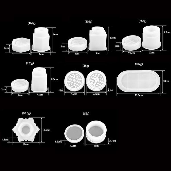 DIY Crystal Epoxy Silicone Mold Combination Set, Shape: Lotus Storage+Grinding Device