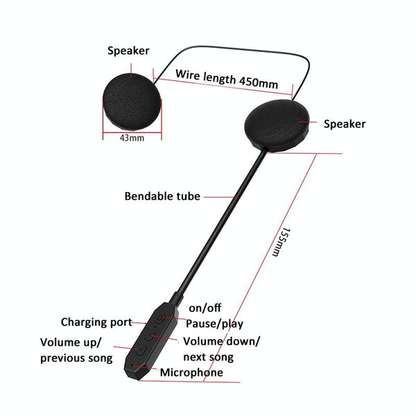 Bluetooth 5.3 Motorcycle Helmet Headset Stereo Intelligent Noise Reduction Riding Headphone
