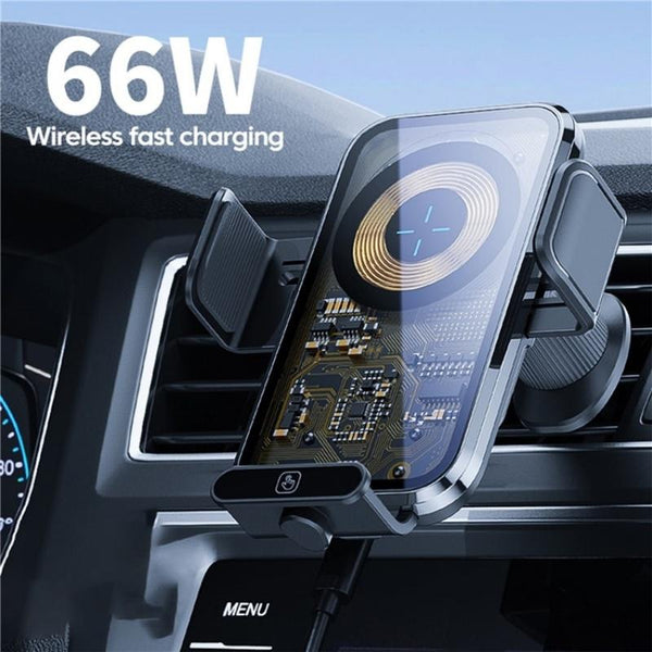 X11s 66W High Power Transparent Car Wireless Charger Phone Bracket(Silver)