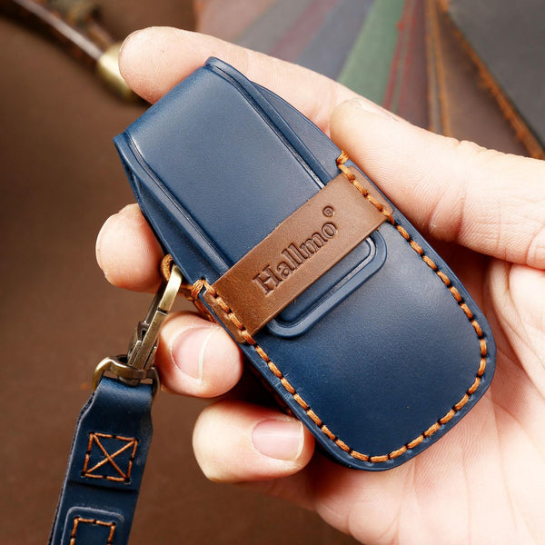 Hallmo Car Cowhide Leather Key Protective Cover Key Case for Old Mercedes-Benz E300L(Brown)