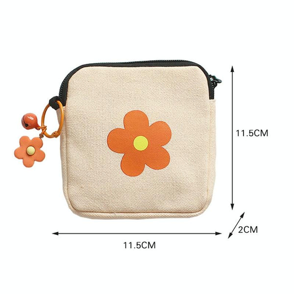 Sanitary Napkin Storage Bag Large Capacity Little Bag Canvas Simple Short Wallet(Pink)