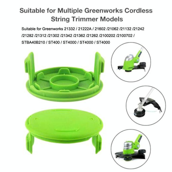 2PCS GK04 Cordless Weeder Lawn Mower Spool Cover For Greenworks(Green)
