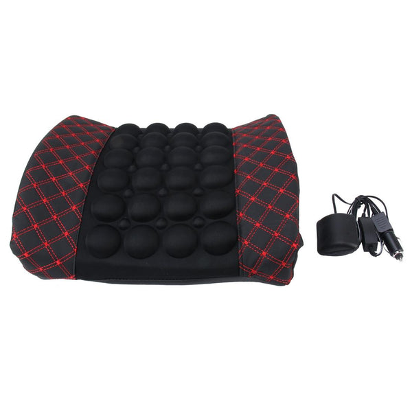 12V Four Season Chemical Fiber Wrapping Lumbar Seat Relaxation Waist Support Cushion for Car Office Family (Red)