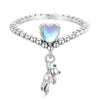 SCR886 Sterling Silver S925 Zircon Heart Bear Balloon Ring(No.9)