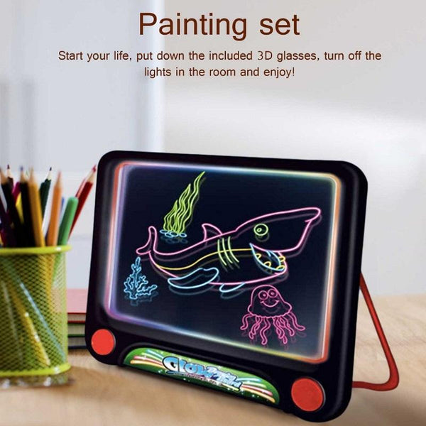 Multifunctional Luminous 3D Children Drawing Board, Without Watercolor Pen, Style: Luminous Dinosaur