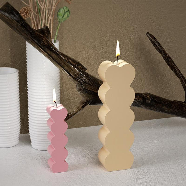 5pcs Five-Link Heart Shape Candle Silicone Molds DIY Epoxy Resin Mold, Size: Small