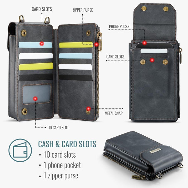 CaseMe Me40 Vertical Multifunctional Shoulder Crossbody Phone Bag(Black)