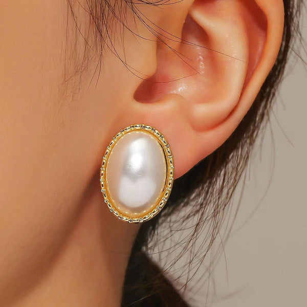 E2109-8 Half Ellipse Baroque Earrings Pearl Ear Clip Women Without Ear Piercing