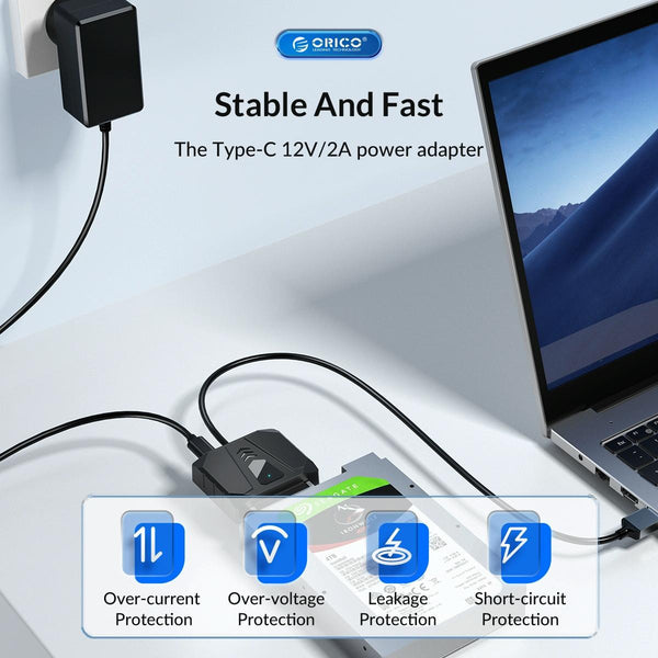 ORICO UTS2 USB 3.0 2.5-inch SATA HDD Adapter with 12V 2A Power Adapter, Cable Length:1m(EU Plug)