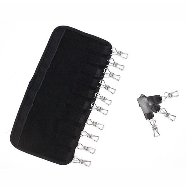 Adhesive Hanger Detachable Travel Folding Portable Hat Clip Hanger Bathroom Cloth Clothes Clip(Black)
