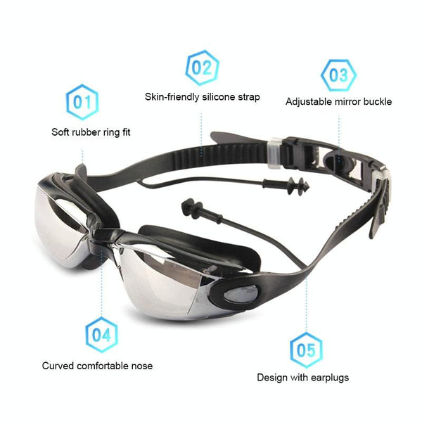 YJ003 Electroplating HD Anti-fog Swimming Glasses Waterproof Diving Equipment for Man and Women(Gray)