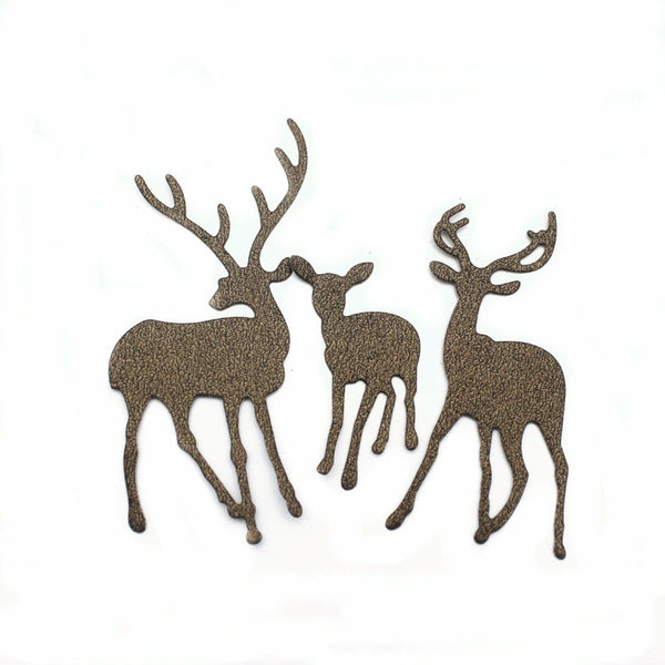 2 PCS Three Christmas Deer Carbon Steel Embossing Cutting Dies