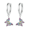 SCE1528 Sterling Silver S925 Colorful Butterfly Insect Zirconia Earrings
