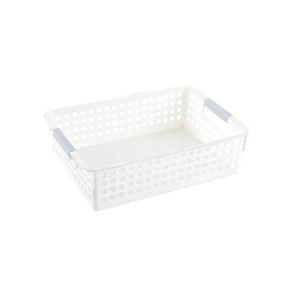 Plastic Storage Basket Desktop Sundry Organizer Frame Toys Kitchen Snacks Storage Box, Style: Shallow Small White