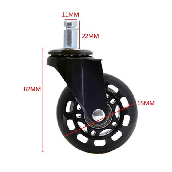 2.5 inch PU Black Transparent Wheel Suitable for Office Chair 11x22mm Mute Screw Universal Wheel