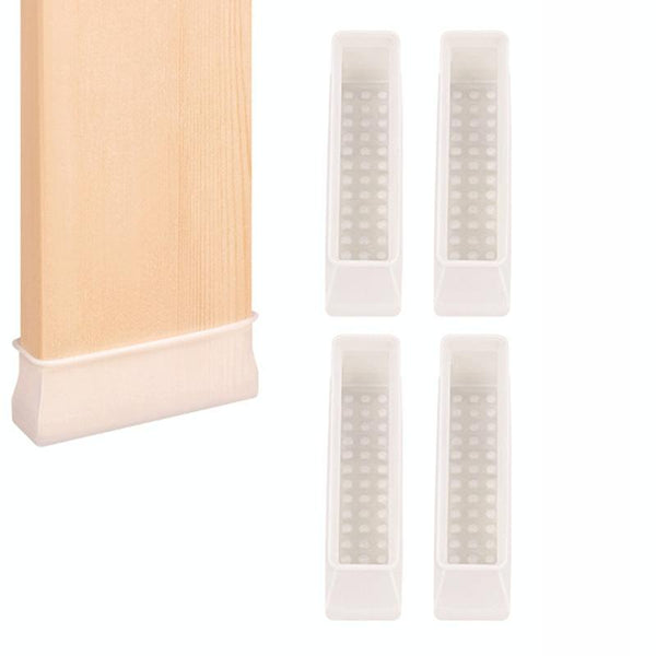 4pcs /Set Childrens Bed Feet Silicone Fixed Anti-Slip Mat Silent Wear-Resistant Bed Feet Protector(White)