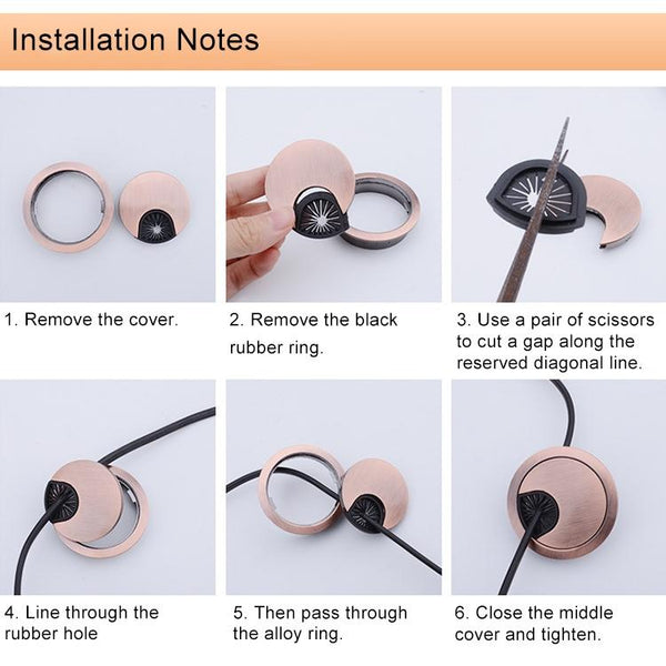 Desk Computer Desktop Zinc Alloy Round Threading Box Hole Cover, Hole Diameter: 80mm  (Brushed Steel)