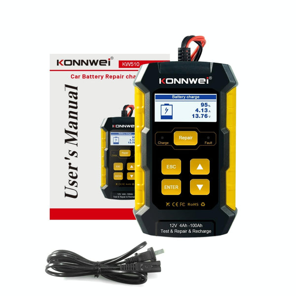 KONNWEI KW510 3 in 1 Car Battery Tester / Charger / Repairer, Support 8 Languages(US Plug)