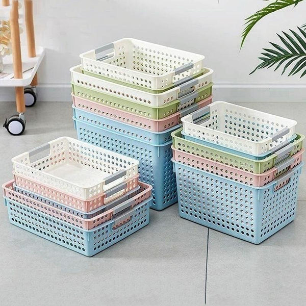 Plastic Storage Basket Desktop Sundry Organizer Frame Toys Kitchen Snacks Storage Box, Style: Deep Large White