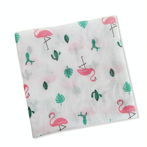Cartoon Baby Soft Gauze Quilt Swaddle Cotton Bath Towel 117 X 117cm, Style: Flamingo