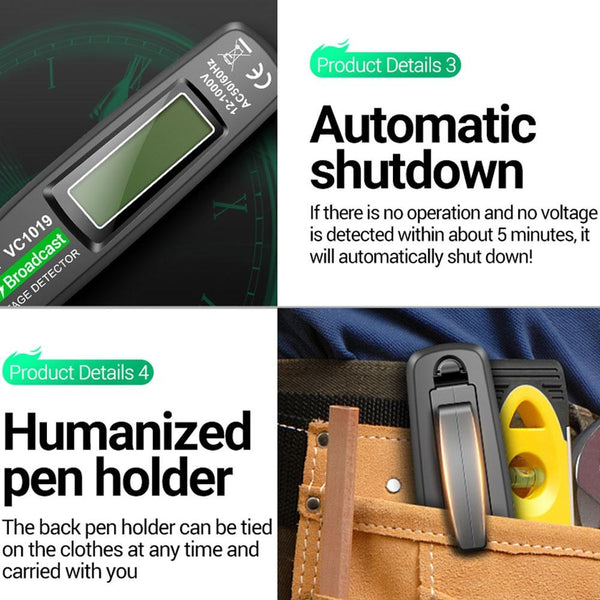 ANENG VC1019 Non-Contact Induction Electric Pen High-Precision Line Detection Breakpoint Voice Test Pen(Black)