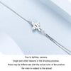 S925 Sterling Silver Platinum Plated Double Layer Cross Women Bracelet