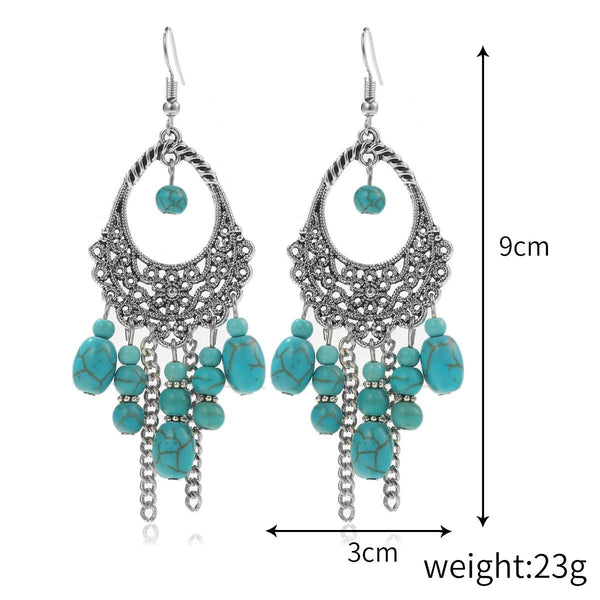 E2204-6 Turquoise Ethnic Style Earrings Temperament Simple Vintage Earrings