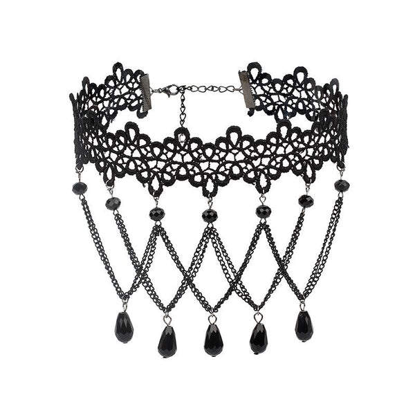 Fringe Lace Gothic Lolita Vintage Necklace,Style: 1534