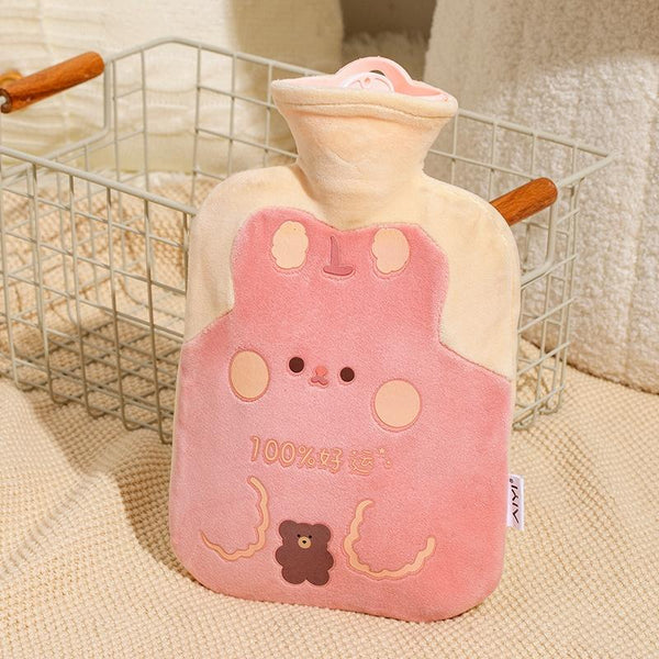 ZS103 Cartoon Plush Water-filled Explosion-proof Hot Water Bags, Spec: Pink Lucky Rabbit(500ml)