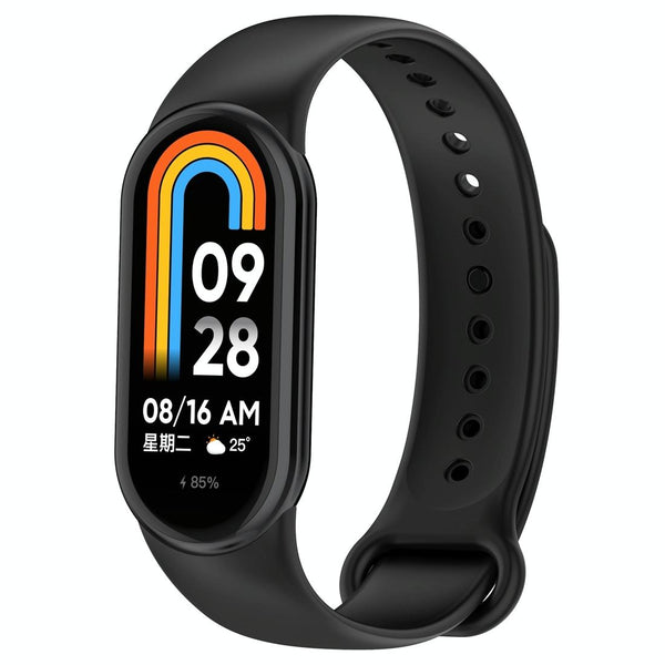 For Xiaomi Mi Band 8 Solid Color Silicone Plug Replacement Watch Band(Black)