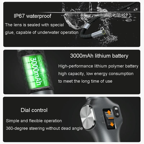 Teslong TD500 HD 5 Inch Large Screen 360 Degree Dual Steering Borescope Industrial Components Overhaul