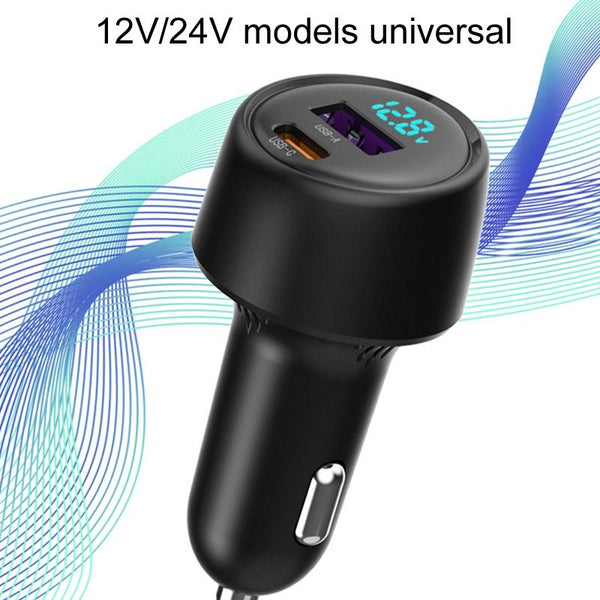 S-31 65W Dual Port A+C High Power Car Fast Charger Auto Cigarette Lighter