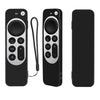 Silicone Protective Case Cover with Rope For Apple TV 4K 4th Siri Remote Controller(Black)