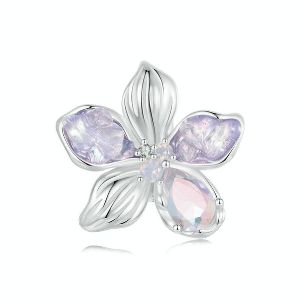 S925 Sterling Silver Opal Flower Silicone DIY Beads(BSC990)