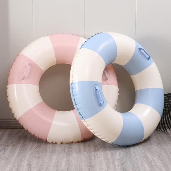 Children Adult Cartoon Inflatable Swimming Ring, Pattern: 60# Retro Striped Blue Pink Random Color
