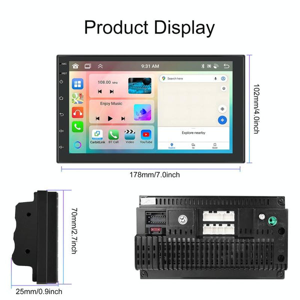7inch Android 13.0 Dual Butt Universal Wireless Carplay Car Navigation Center Control All-In-One Monitor(Standard)