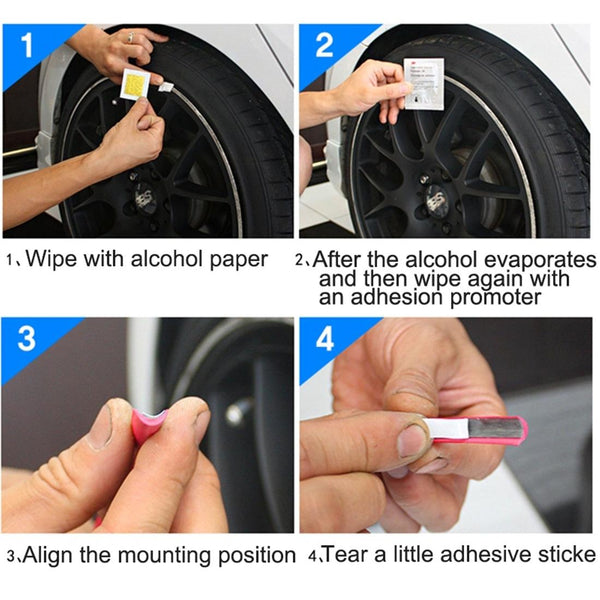 Universal Decorative Scratchproof Stickup 8M Flexible Car Wheel Hub TRIM Mouldings Shining Decoration Strip(Red)