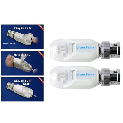 2x CCTV Video Balun CAT5 to BNC Adapter White - 330m