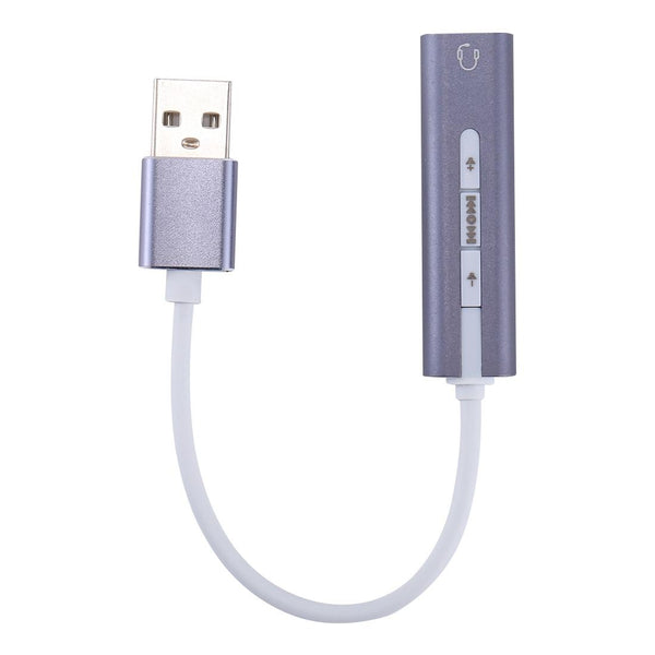 Aluminum Shell 3.5mm Jack External USB Sound Card HIFI Magic Voice 7.1 Channel Adapter Free Drive for Computer, Desktop, Speakers, Headset (Grey)