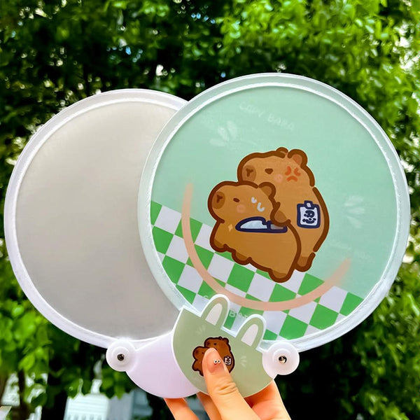 2-In-1 Portable Cute Cartoon Selfie Fill Light Reflector Folding Fan(12)