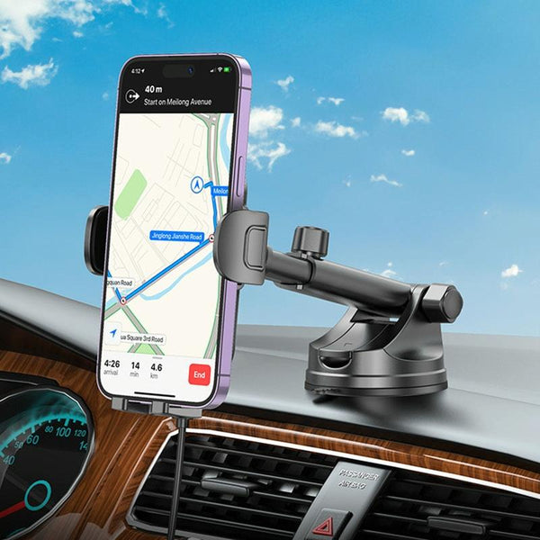 BOROFONE BH203 Blue Charm Car Center Console Wireless Fast Charging Holder(Black)