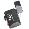 For 6-7 inch Mobile Phone Universal Silver Wire Canvas Waist Bag with Shoulder Strap & Earphone Hole & USB Cable Hole(Black Blue)