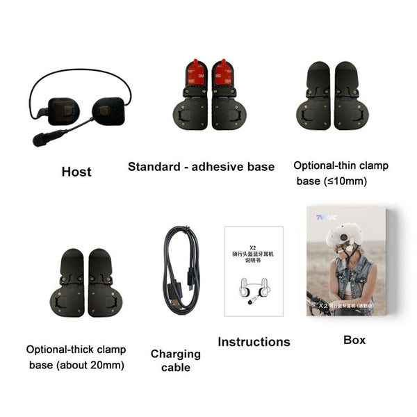 TWVC Motorcycle Bluetooth Headset Wireless Stereo Moto Helmet Headphones With Thin Clip Base