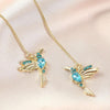E2104-5 Blue Bird Long Ear Wire Women Simple Earrings