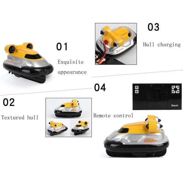 Children 2.4G Wireless Mini Remote Control Boat Toy Electric Hovercraft Water Model(Yellow)
